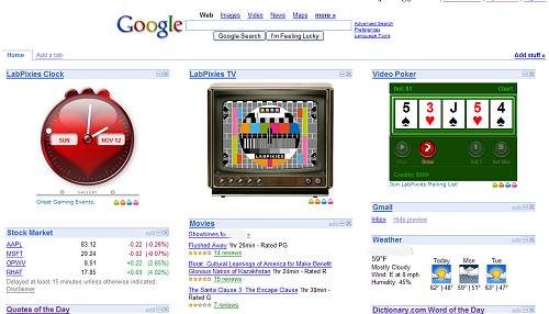 LabPixies on my Google Homepage LabPixies on my Google Homepage